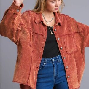 Umgee Women's Corduroy Utility Jacket in Rust